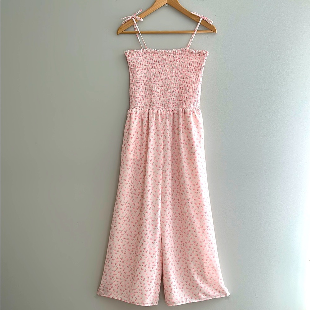 Janie and Jack Pink Floral Jumpsuit